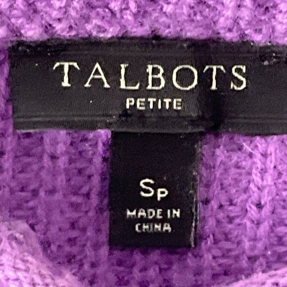 Talbots Sweater Women S Petite Purple Lamb's Wool Blend High Neck Knit Pullover - Picture 3 of 8